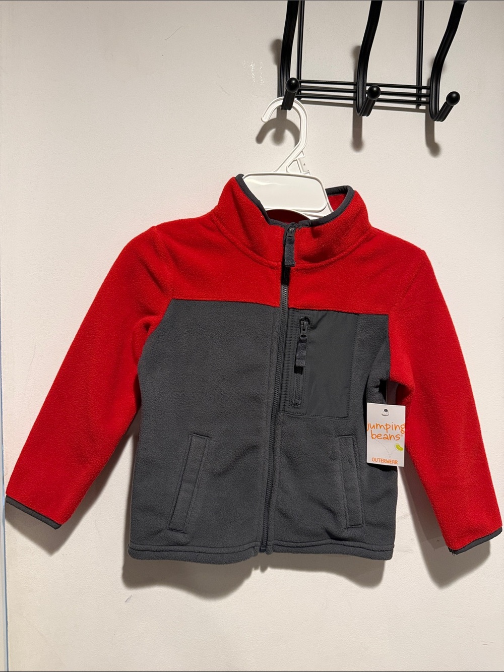 jumping beans Red and Gray Zippered Fleece Jacket